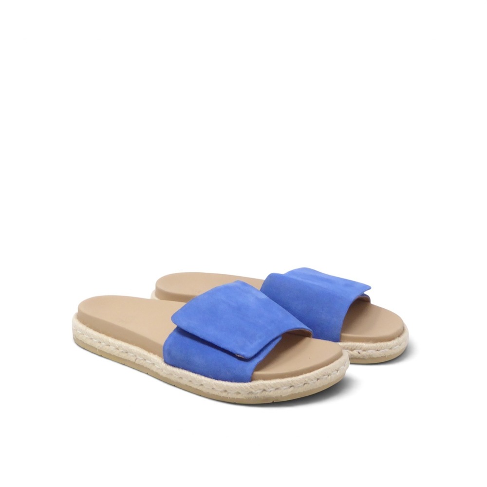 ABEO Women Isle Slide Blue Suede Espadrille Sandals 8.5 Neutral